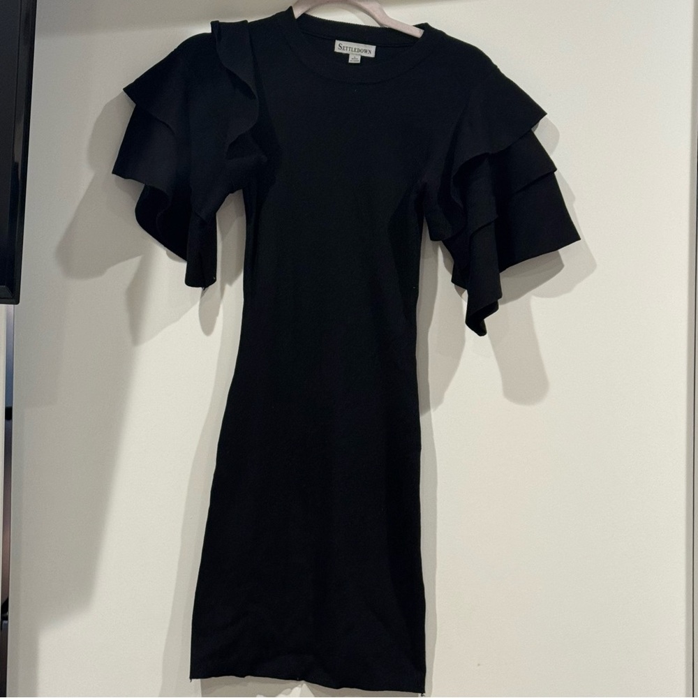 Stylish Black Ruffle Sleeve Dress